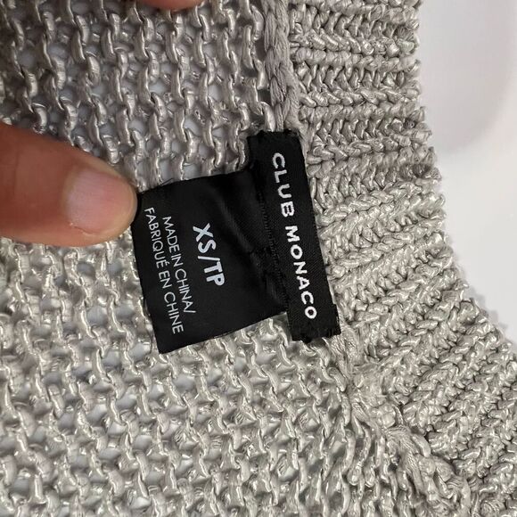 CLUB MONACO gray-silver metallic loose knit crew neck sweater Size Small - Picture 5 of 12